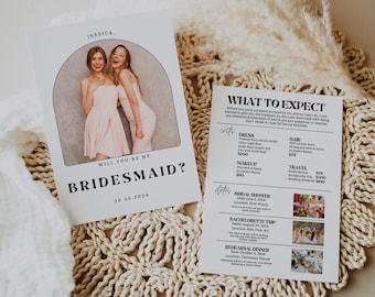 Bridesmaid Proposal Card: What to Expect Details (Customizable)