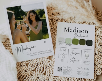 Bridesmaid Proposal Card Template Will You Be My Bridesmaid Card Template Bridesmaid Info Card Bridesmaid Gift Box Card Bridesmaid Invite