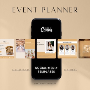 Event Planner Social Media Templates: Canva Instagram Feed & Story (Digital Download)