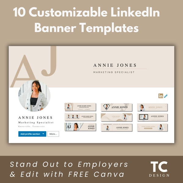 Professional LinkedIn Banner Header Template, Personalized LinkedIn Banner, LinkedIn Profile Image, Instant Download, Customizable on Canva