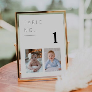 Wedding Table Number Card, When We Were Age Table Seating Card Template, Photo Table Numbers Wedding, Do It Yourself
