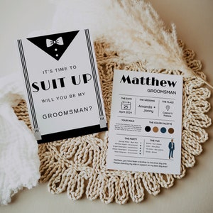 Groomsmen Gifts, Proposal, Will You Be My Bestman Card, Suit Up Card, Vertical Groomsman Card, Groomsman Gift Boxes, Best Man Card, Canva