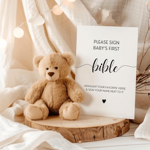 Bible Verse Sign Printable | Baby’s First Bible Verse Guest Book | Highlight Favorite Verse Baby Shower Decor
