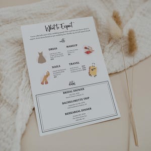 Bridesmaid What to Expect Card | Wedding Budget & Duties Printable | DIY Bridesmaid Info Template