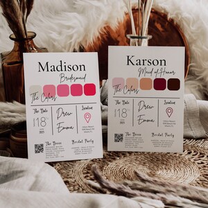 Bridesmaid Info Card Template: Modern Minimalist Bridal Party Details ...