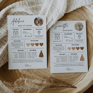 Bridesmaid Info Card, Canva Template, Bridal Party Info Card, Bridesmaid Information Card, Modern, Boho Wedding, Bridesmaids Proposal