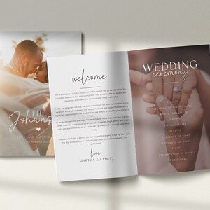 May include: A wedding ceremony program booklet with a photo of the couple on the front cover. The text on the cover reads "The Johans" and "Will Say I Do Today, 30 August 2025". The inside pages list the order of the ceremony, including the prelude, seating of the mothers, bridal procession, readings, opening prayer, exchange of vows, exchange of rings, prayer, presentation of couple, and recessional.