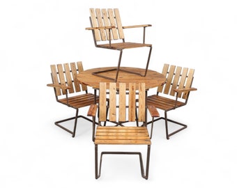 Groupe de jardin Grythyttan 1x table, 4x chaises table de jardin chaises de jardin vintage rétro milieu du siècle