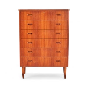 Large Mid Century Chest of Drawers with 6 Drawers Teak Sweden