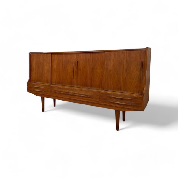 Vintage Teak Sideboard - Mid-Century piece of furniture, 1950/60s, with sliding doors and 5 drawers