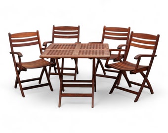 Groupe de jardin Grythyttan 1x table, 4x chaises table de jardin chaises de jardin vintage rétro milieu du siècle teck