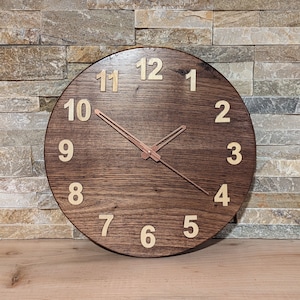 Solid Wood Wall Clock with Numbers, Black Walnut Clock, Cherry Clock, Oak Clock