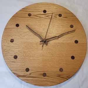 Solid Wood Wall Clock, Oak with Walnut Accents, Modern Clock, Minimalistic Clock