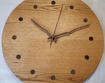 Oak Wall Clock with Walnut Accents: Modern Minimalist Design