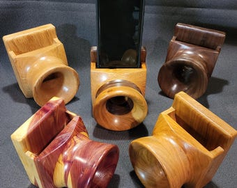 Amplificador pasivo de madera hecho a mano para smartphone, altavoz de madera para teléfono.