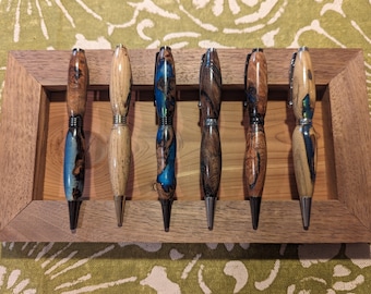 Handmade Epoxy Pens - Unique Twist Ballpoint Pen with Wood and Epoxy - P10