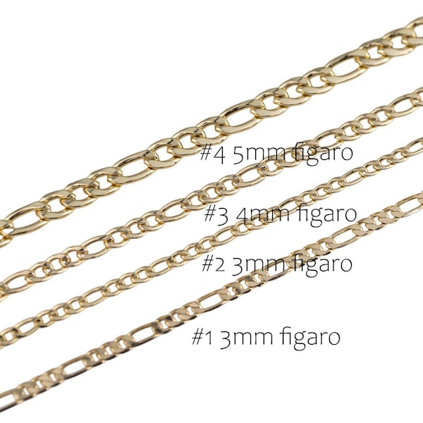 14k Gold Filled figaro italian chain 3mm 4mm 5mm 1420 14/20 Gold Filled - by the yard