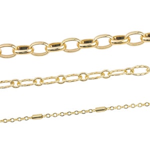 14k Gold Filled chains new paperclip oval textured bar satellite unfinished chains 1420 14/20 Gold Filled - by the yard