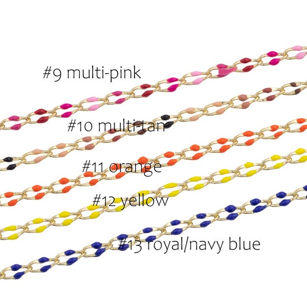 14k Gold Filled Dainty Multi color Enamel Rolo Cable Paperclip Chain by Yard Wholesale Chain bulk Roll Available Jewelry - Sold by Yard