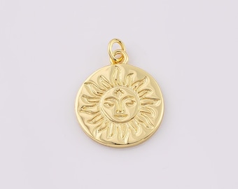 14K Gold Filled Sun Charm 14mm Armband Charm Ketting Hanger Minimalistische Charms CZ Pave