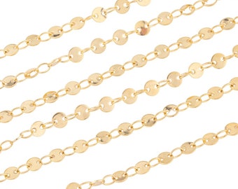 14k Gold filled sequin sequine disc chain 4mm 6mm 1420 14/20 gold filled - by the yard