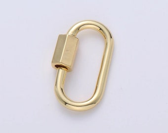 14K GF Carabiner Screw Clasp, Screw Clasp Oval , Interlocking Oval Clasp, Oval Shaped Clasps, Gold, Silver For Bracelet Necklace supp-707
