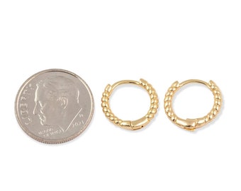 14k Gold Filled hoop earrings huggies 13mm 1420 14/20 Gold Filled - 4pcs