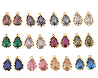 14k Gold Filled birthstone charms full set 12 pcs Teardrop made in USA  1420 14/20 Gold Filled 8.5x5mm