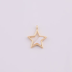 18K Gold Filled Mother of Pearl Heart Charm 14mm Bracelet Necklace Pendant Minimalist Charms CZ Pave