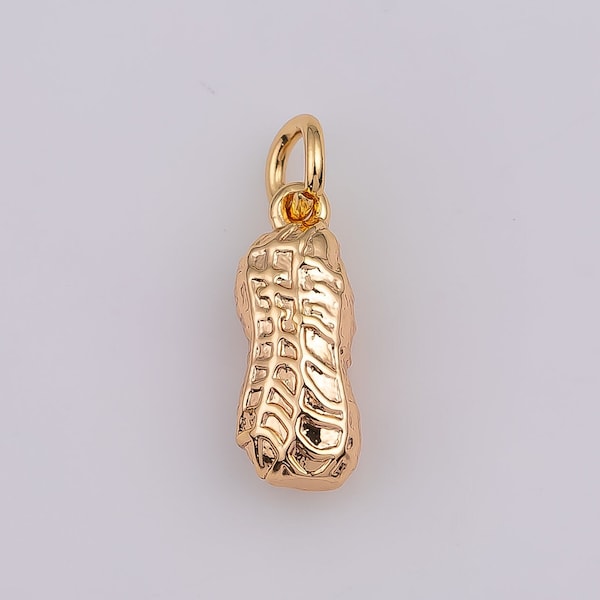 Small Gold Peanut Charm, Peanut Lover Pendant Foodie Mix Charm for Bracelet Necklace Earring Component AG442 14.4mm x 4.5mm x 4mm