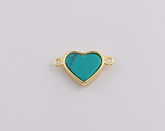 14k Gold Filled Turquoise Heart Connector Charm Charms Connectors10x17mm Bracelet Making