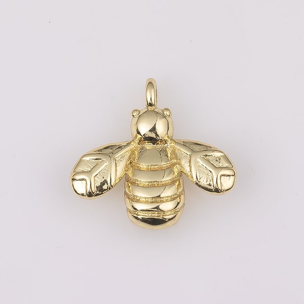 1pc 14k Gold Filled Bee Pendant Charm, Insect Bug Pendant Charm, Gold Filled Animal Pendant, For DIY Jewelry N1087 18mm x 12.6mm