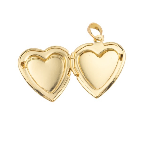 14K Gold Filled Decorative Heart Locket Pendant Love Heart Openable Locket Charm | X-678 13mm