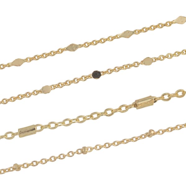 Gold Filled satellite chain selection bar satellite diamond satellite chains for jewelry making 1420 14/20 Gold Filled - by the yard
