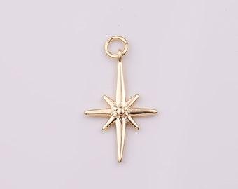 Dainty Gold North Star Charm Necklace, Bethlehem Star Pendant in Silver Celestial Jewelry Making Supply, CHGF-1478, 1479