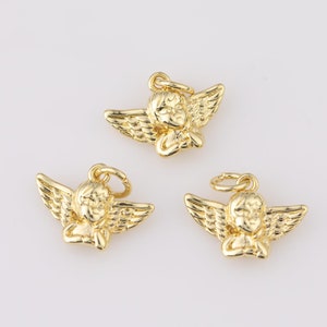 14k Gold Filled Cute Cupid Charm Gold Cherub Pendant Baby Angel Charm, Cupid Pendant for Valentine Pendant DIY Jewelry Making Supply 14x15mm