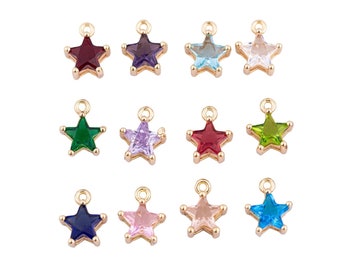 Full Set 14K Gold Filled 11mm CZ Celestial Star Add-On Charm Mini Star Charm | AG549-AG560 12mm Birthstones