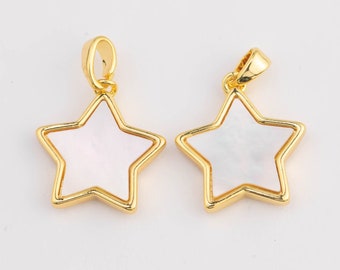 14k Gold Filled mother of pearl star charms pendant charm 15mm 1420 14/20 Gold Filled - 1 pc per order