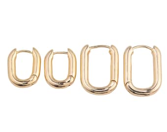 14k Gold Filled Earrings Bold rectangle hoop earrings / minimalist earrings gift - 2 sizes 12*16mm 15*20mm