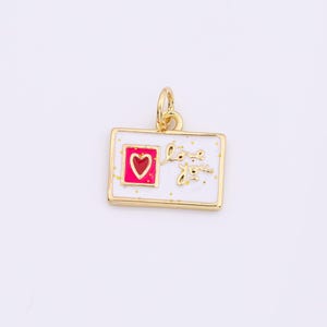 Cartão postal esmaltado Love You 8 x 13 mm, ouro 18K preenchido para pulseiras e colares com pingentes, pavê de ouro, zircônia cúbica minimalista
