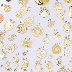 14k Gold Filled Charms Selection Sun Moon Sunburst Celestial Charms Pave CZ Cubic Zirconia 1420 14/20 Gold Filled