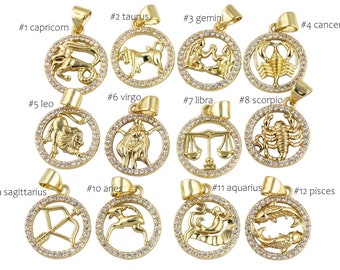 14k Gold Filled Horoscope Zodiac Sign charms 1420 14/20 GF Made in USA 14mm 1pc