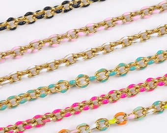 14K Gold Filled Chain Oval 4x5mm 4mm Multicolor 14k Gold Filled Brass Chain 1420 GF Rolo Cable Paperclip Chain- by the yard