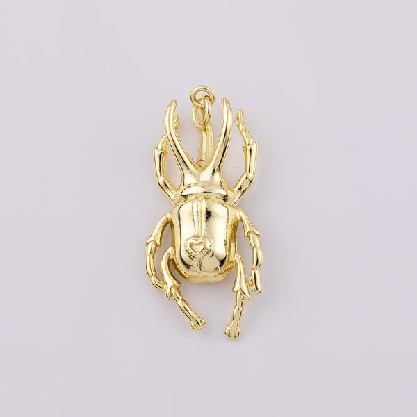 14k Gold Filled Scarab Beetle Bug Charm 17x37mm Stag Beetle Egyptian Minimalist Charms 1420GF