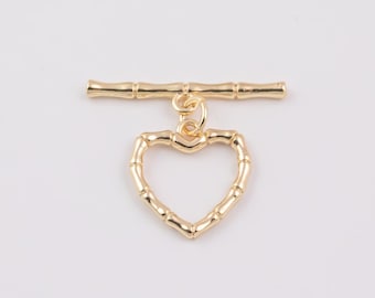 14k Gold Filled lobster bamboo heart toggle toggles clasp closure 15mm 1420 14/20 Gold Filled