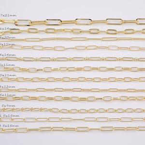 14k Gold Filled paperclip chain unfinished chains for jewelry making bracelet necklaces 1420 14/20 Gold Filled - by the yard