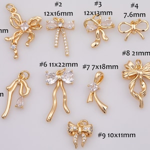 14K Gold Filled Ribbon Bow Bowtie Assorted Selection AG494 Round Bracelet Charm Necklace Pendant Minimalist Charms CZ Pave