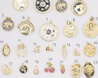 14k Gold Filled Charms Lucky Blessed Protection Gold Filled Charms Charm Pave CZ 14k GF Selection! 1420 14/20 Gold Filled