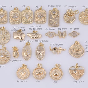 New Styles 14k Gold Filled Charms Poker Cards Rose Mermaid Sun Moon Cloud Pineapple Fish Deer Love Heart Connector Club Diamond Spade Sunset Etsy Canada