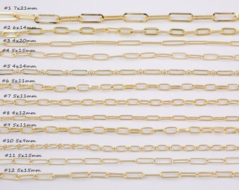 14k Gold Filled paperclip chain unfinished chains for jewelry making bracelet necklaces 1420 14/20 Gold Filled - by the yard